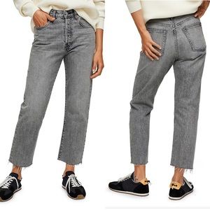 Topshop Gray Washed Ankle Cropped Jeans
